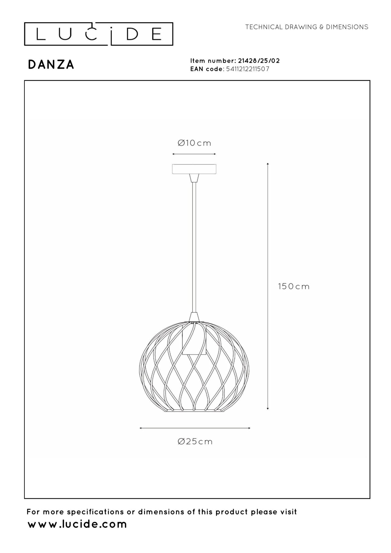 DANZA - Suspension - Ø 25 cm - 1xE27 - Or mat / Laiton