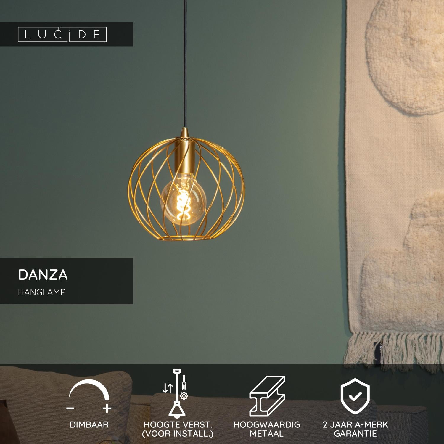 DANZA - Suspension - Ø 25 cm - 1xE27 - Or mat / Laiton