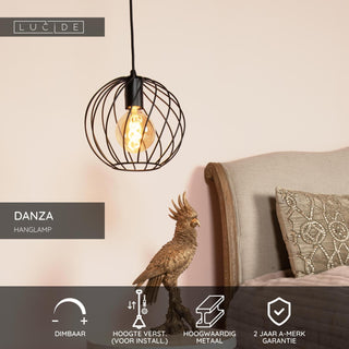 DANZA - Hanglamp - Ø 25 cm - 1xE27 - Zwart