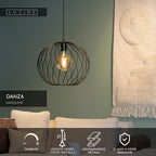 DANZA - Hanglamp - Ø 40 cm - 1xE27 - Zwart