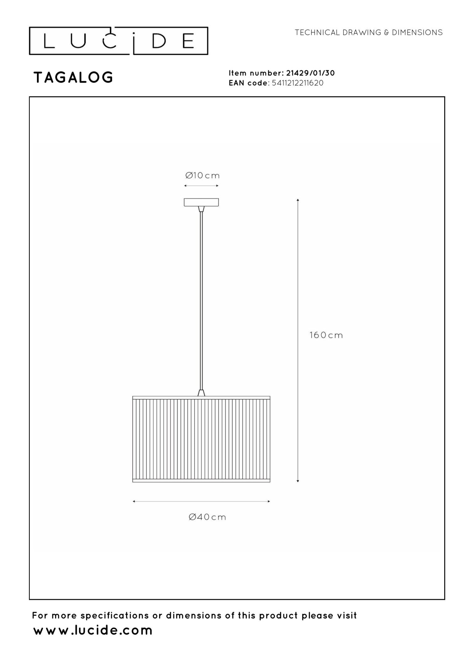 TAGALOG - Suspension - Ø 40 cm - 1xE27 - Noir