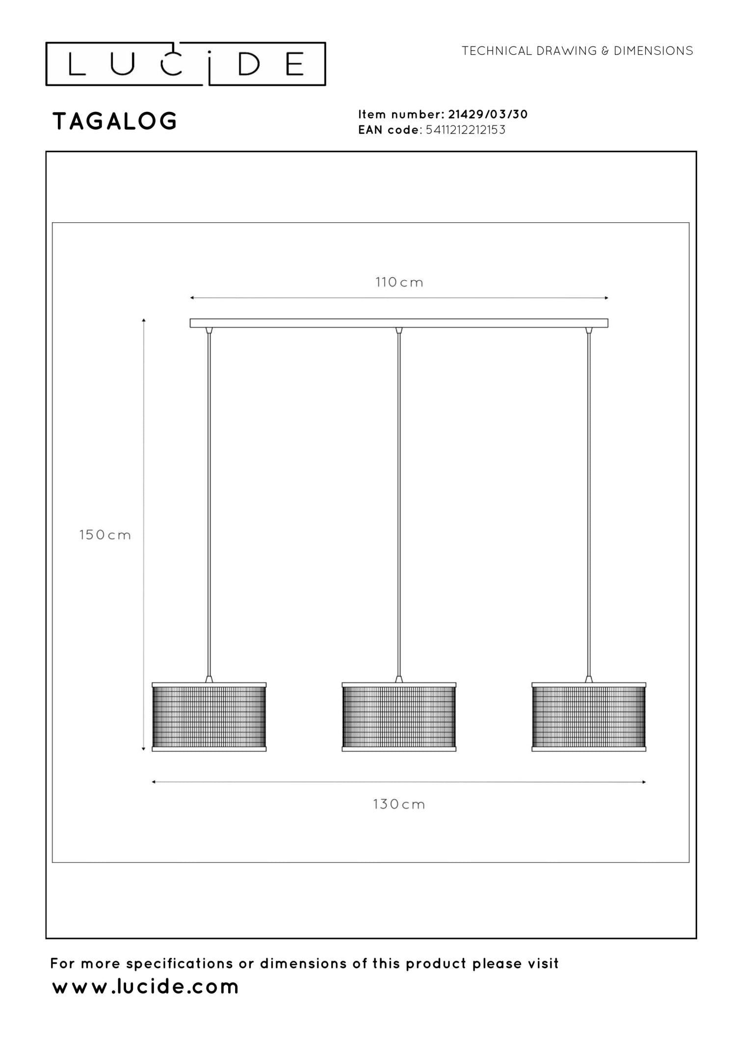 TAGALOG - Suspension - Ø 40 cm - 3xE27 - Noir | Essential