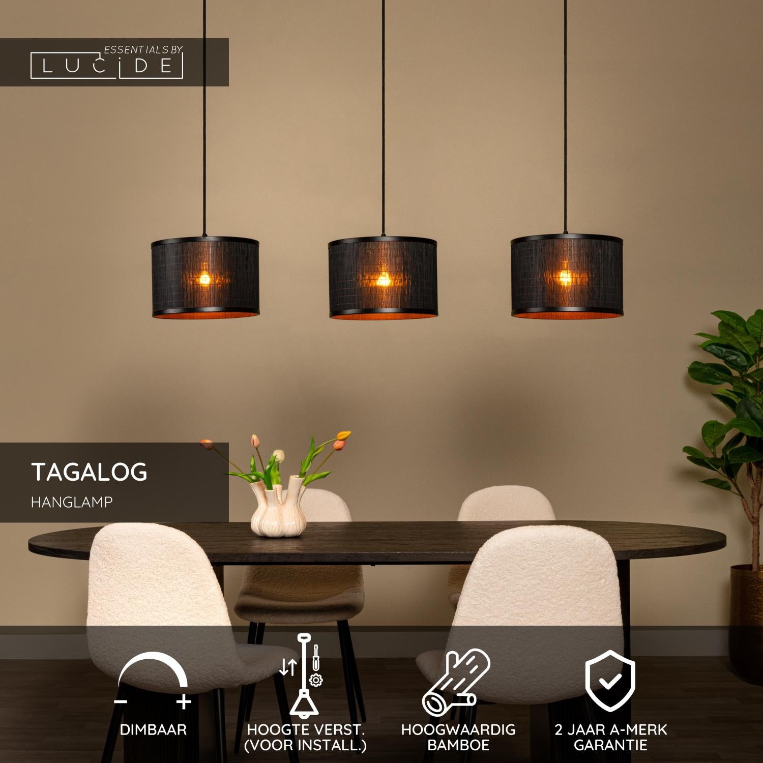 TAGALOG - Suspension - Ø 40 cm - 3xE27 - Noir | Essential