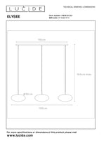 ELYSEE - Pendant light - 3xE27 - Opal