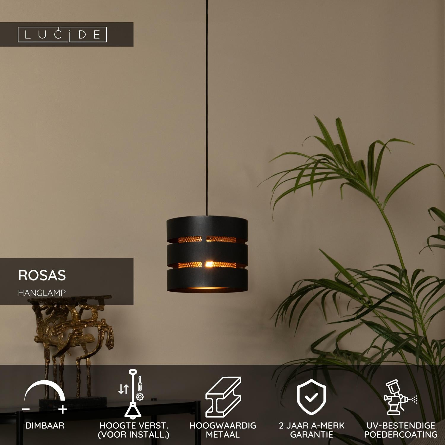 ROSAS - Suspension - Ø 26 cm - 1xE27 - Noir