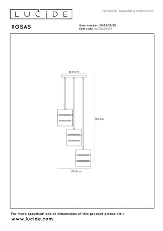 ROSAS - Suspension - Ø 43 cm - 3xE27 - Noir