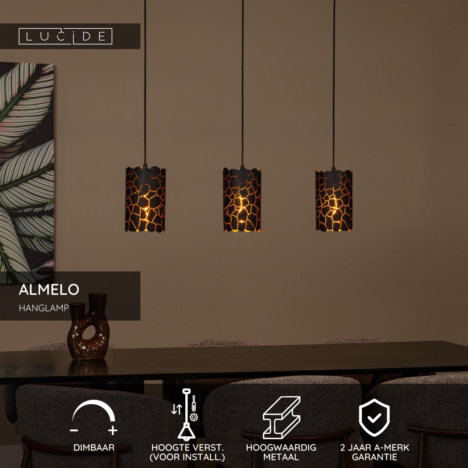 ALMELO - Hanglamp - 3xE27 - Zwart