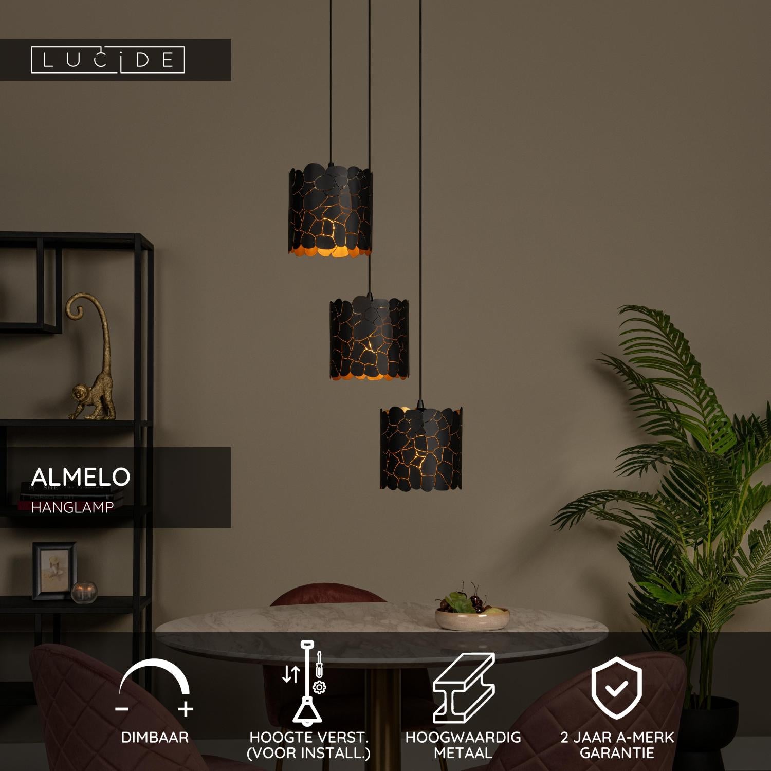 ALMELO - Suspension - 3xE27 - Noir
