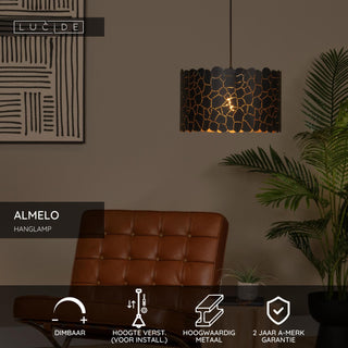 ALMELO - Hanglamp - Ø 40 cm - 1xE27 - Zwart