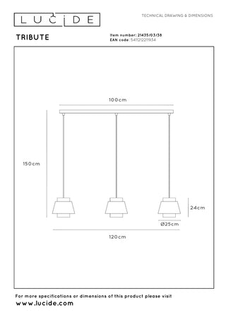 TRIBUTE - Hanglamp - 3xE27 - Beige