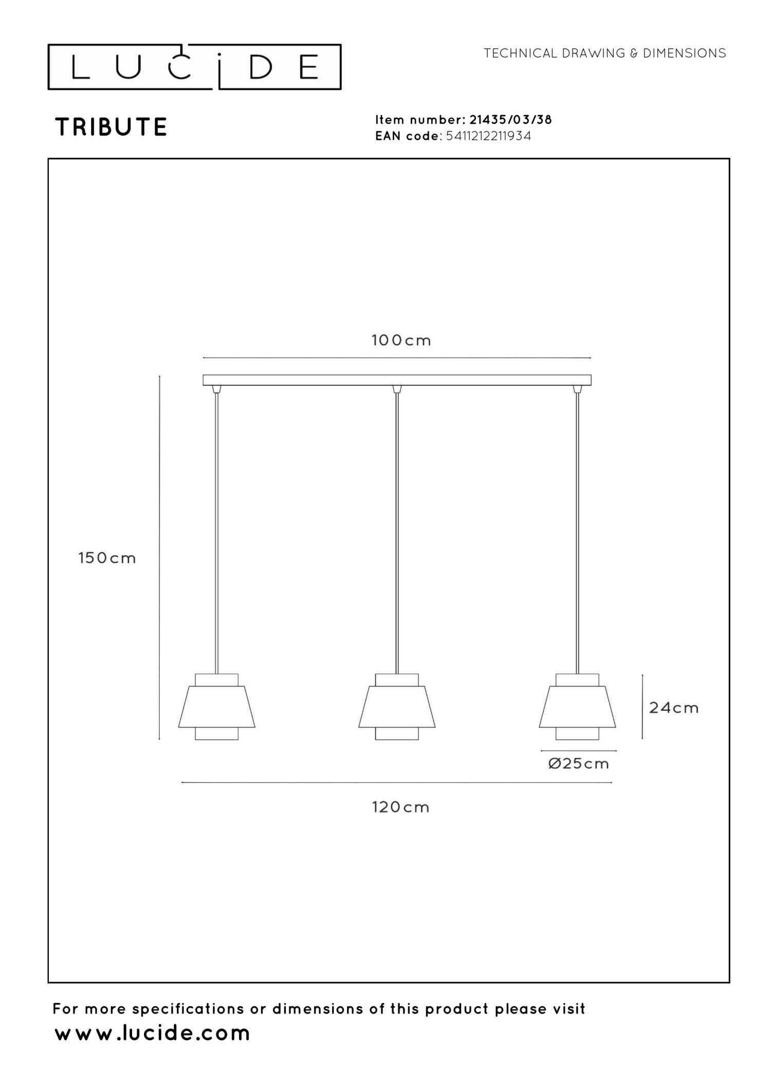 TRIBUTE - Hanglamp - 3xE27 - Beige