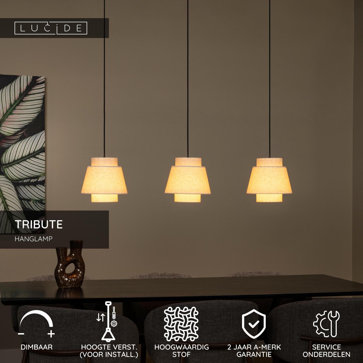 TRIBUTE - Hanglamp - 3xE27 - Beige