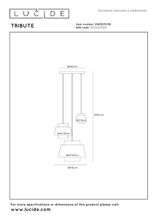 TRIBUTE - Pendant light - Ø 76 cm - 3xE27 - Suitable for high ceilings - Beige