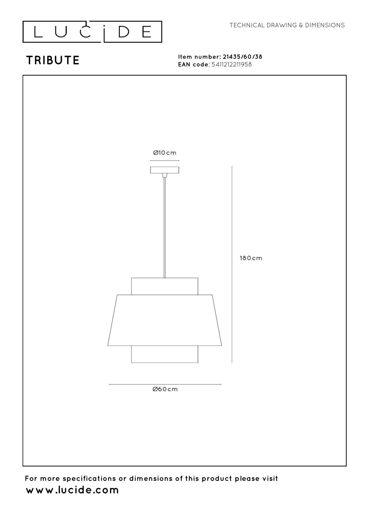 TRIBUTE - Hanglamp - Ø 60 cm - 1xE27 - Beige