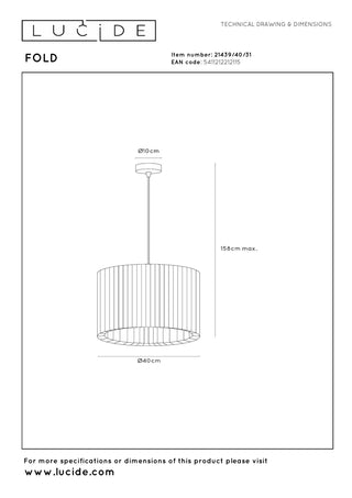 FOLD - Suspension - Ø 40 cm - 1xE27 - Blanc