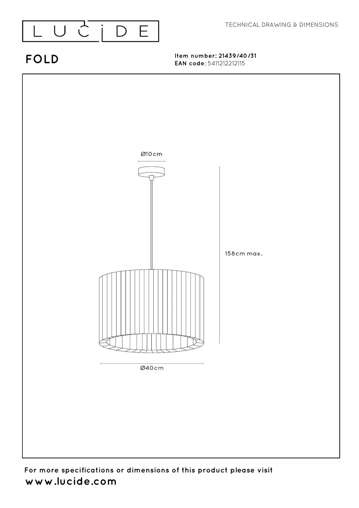 FOLD - Suspension - Ø 40 cm - 1xE27 - Blanc