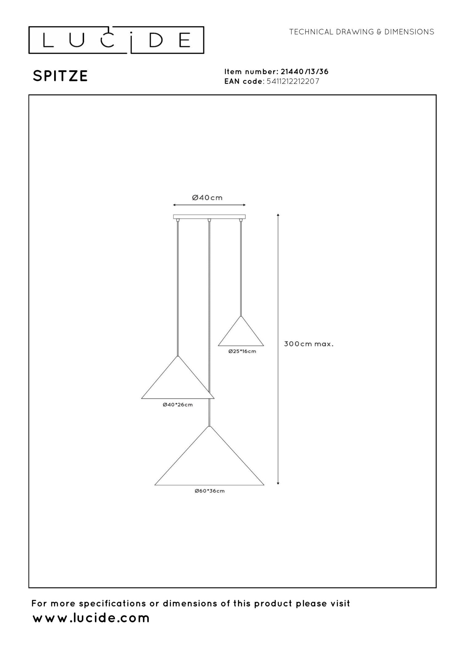 SPITZE - Pendant light - Ø 68 cm - 3xE27 - Suitable for high ceilings - Grey | Vibes