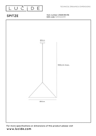 SPITZE - Suspension - Ø 60 cm - 1xE27 - Gris | Vibes