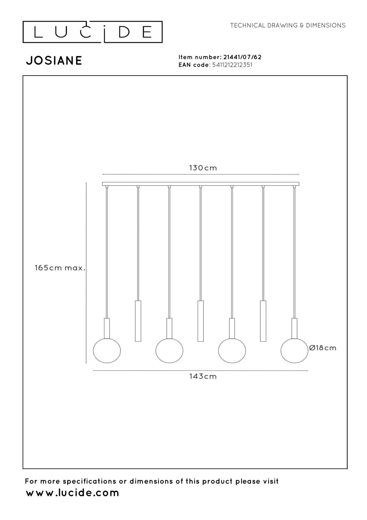 Lucide - JOSIANE - Hanglamp - 4xG9 - Zwart - IP20