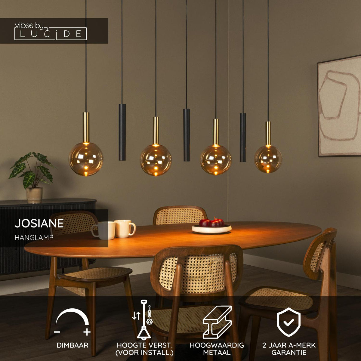 Lucide - JOSIANE - Hanglamp - 4xG9 - Zwart - IP20