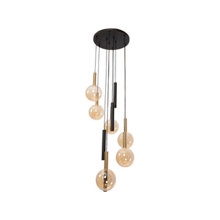 JOSIANE - Hanglamp - Ø 55 cm - 6xG9 - Geschikt voor vide en hoge plafonds - Zwart | Vibes