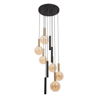 JOSIANE - Hanglamp - Ø 55 cm - 6xG9 - Geschikt voor vide en hoge plafonds - Zwart | Vibes