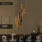 JOSIANE - Hanglamp - Ø 55 cm - 6xG9 - Geschikt voor vide en hoge plafonds - Zwart | Vibes