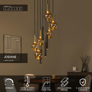 JOSIANE - Hanglamp - Ø 55 cm - 6xG9 - Geschikt voor vide en hoge plafonds - Zwart | Vibes