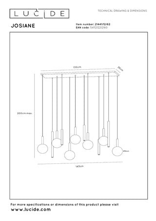 JOSIANE - Hanglamp - 7xG9 - Zwart | Vibes