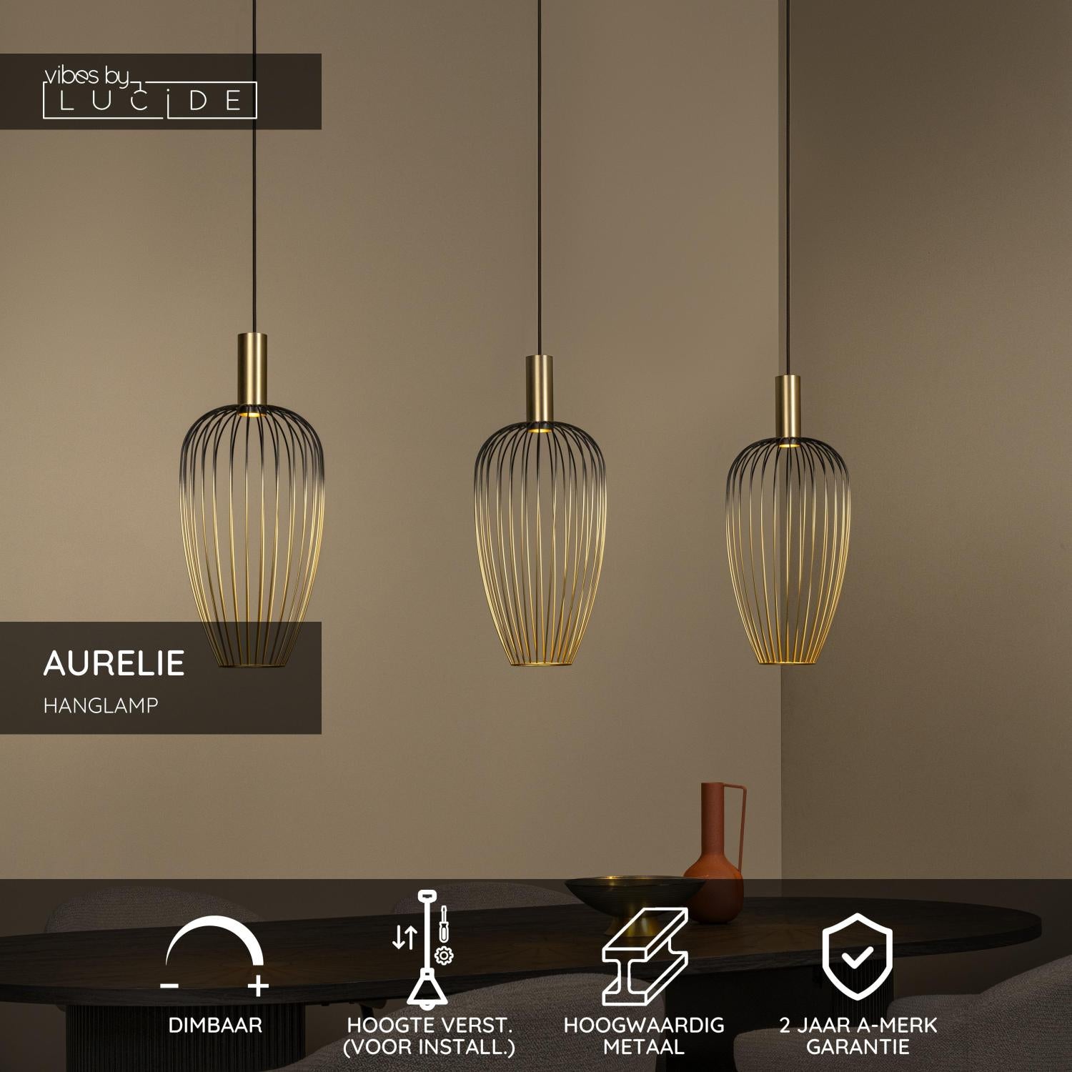 AURELIE - Suspension - 3xGU10 (MR11) - Or | Vibes