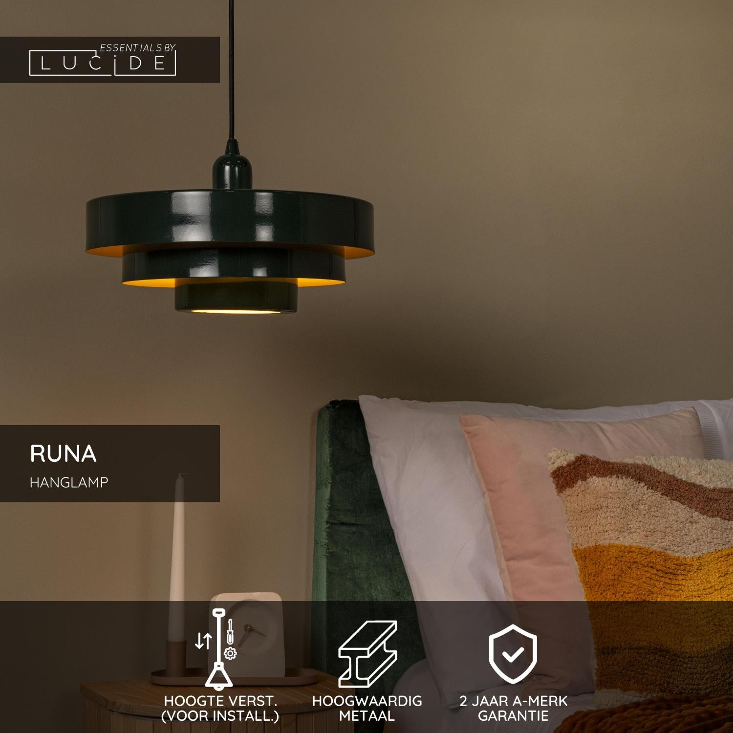 RUNA - Hanglamp - Ø 35 cm - 1xE27 - Groen | Essential