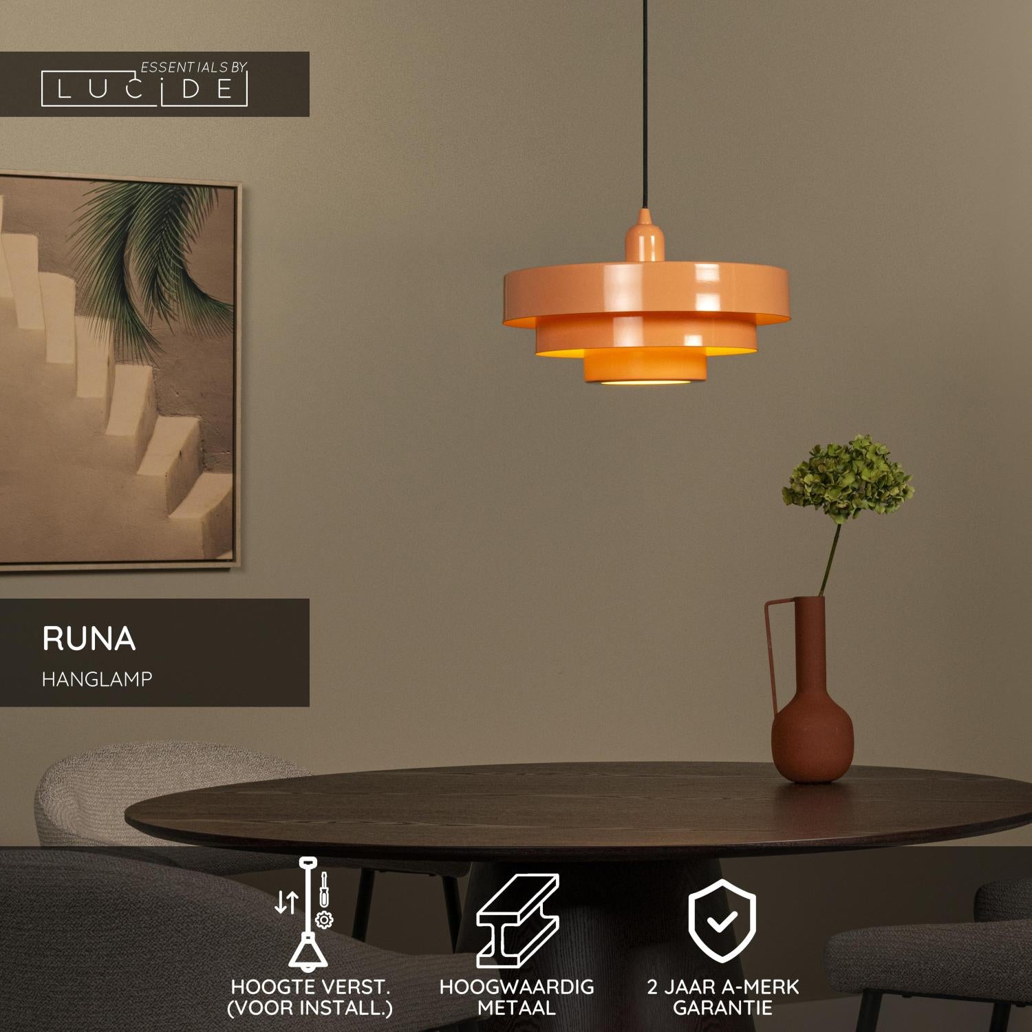 RUNA - Hanglamp - Ø 35 cm - 1xE27 - Roze | Essential