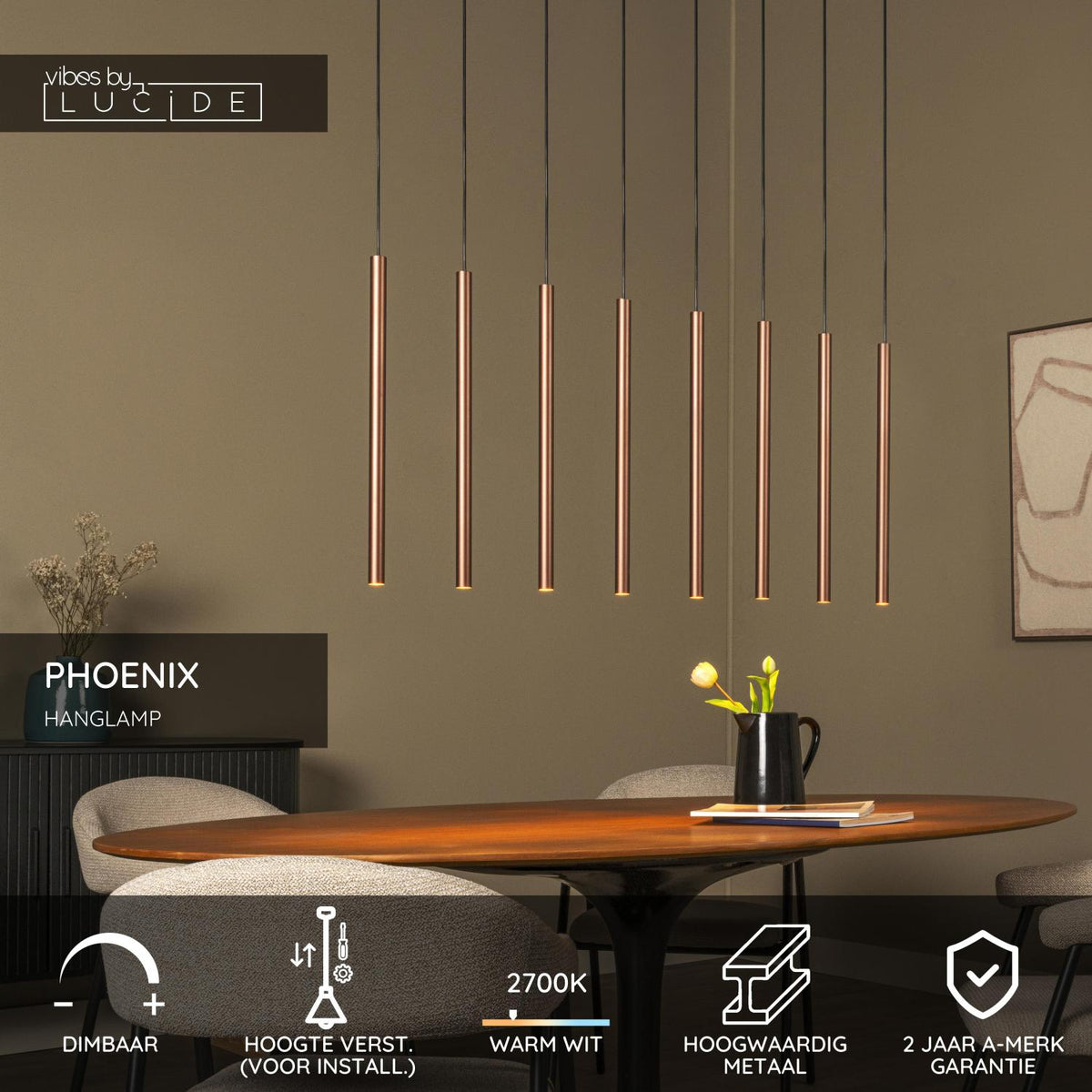 Lucide - PHOENIX - Hanglamp - LED Dimb. - G9 - 8x3W 2700K - Koffie - IP20
