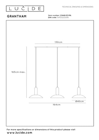 Lucide - GRANTHAM - Pendant light - 3xE27 - Coffee - IP20