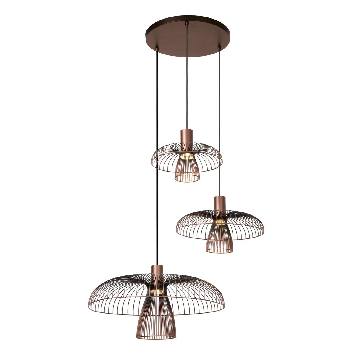 Lucide - NIGELLA - Hanglamp - Ø 76 cm - 3xGU10 (MR16) - Koffie - IP20