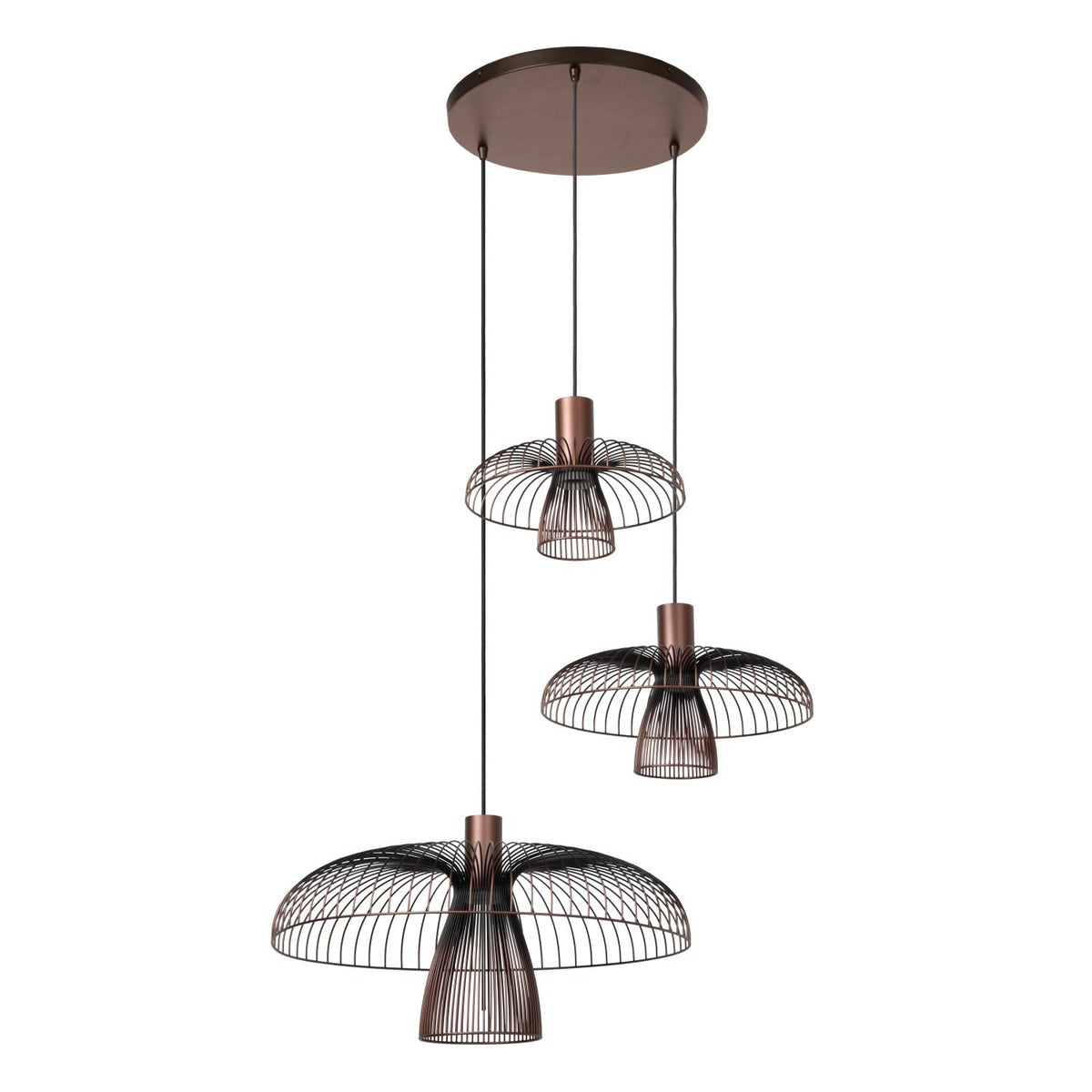 Lucide - NIGELLA - Hanglamp - Ø 76 cm - 3xGU10 (MR16) - Koffie - IP20
