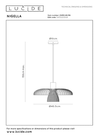 Lucide - NIGELLA - Suspension - Ø 40,5 cm - 1xGU10 (MR16) - Café - IP20