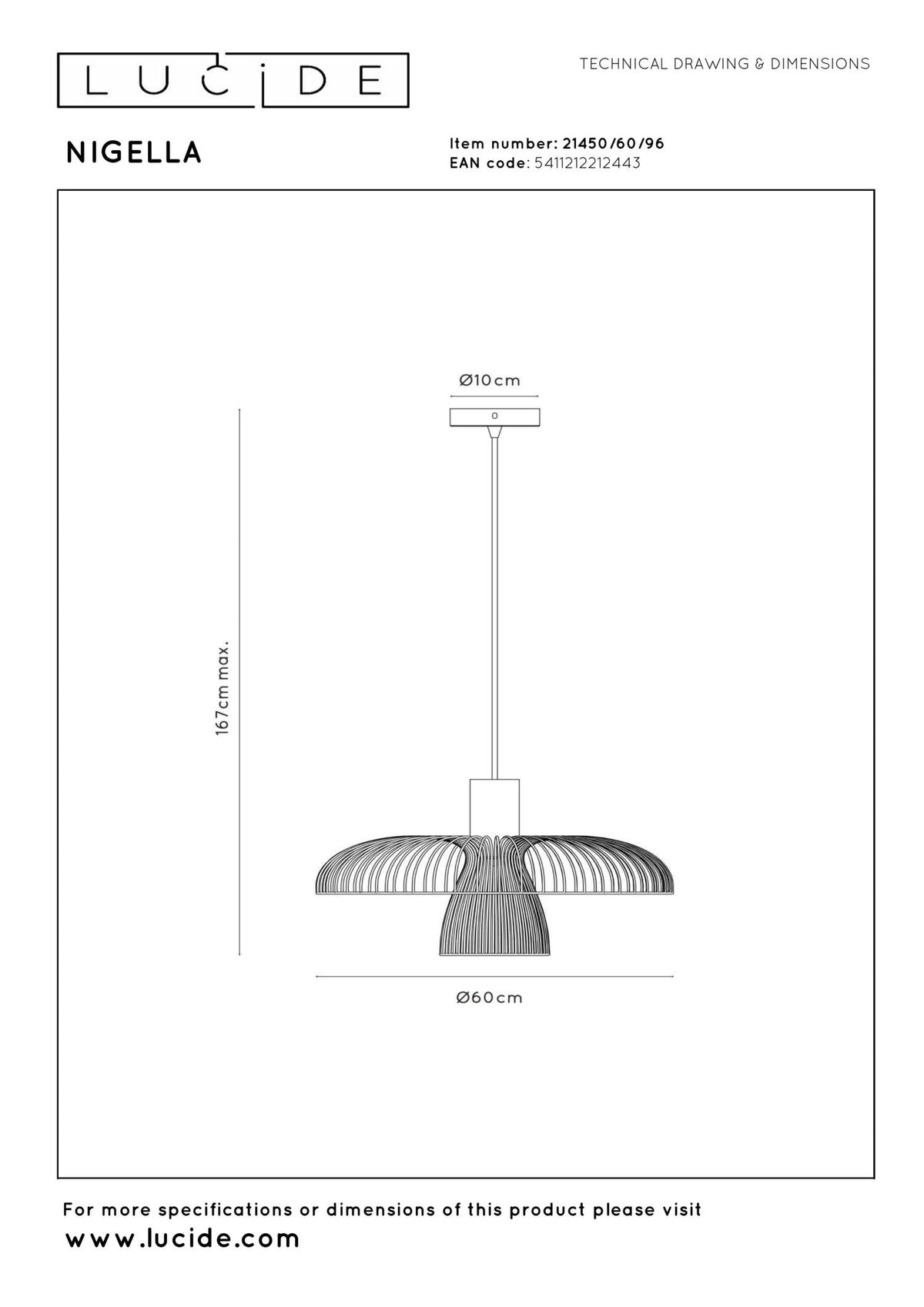 Lucide - NIGELLA - Hanglamp - Ø 60 cm - 1xGU10 (MR16) - Koffie - IP20