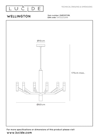 Lucide - WELLINGTON - Pendant light - Ø 60 cm - LED Dimmable - G9 - 2700K - Coffee - IP20