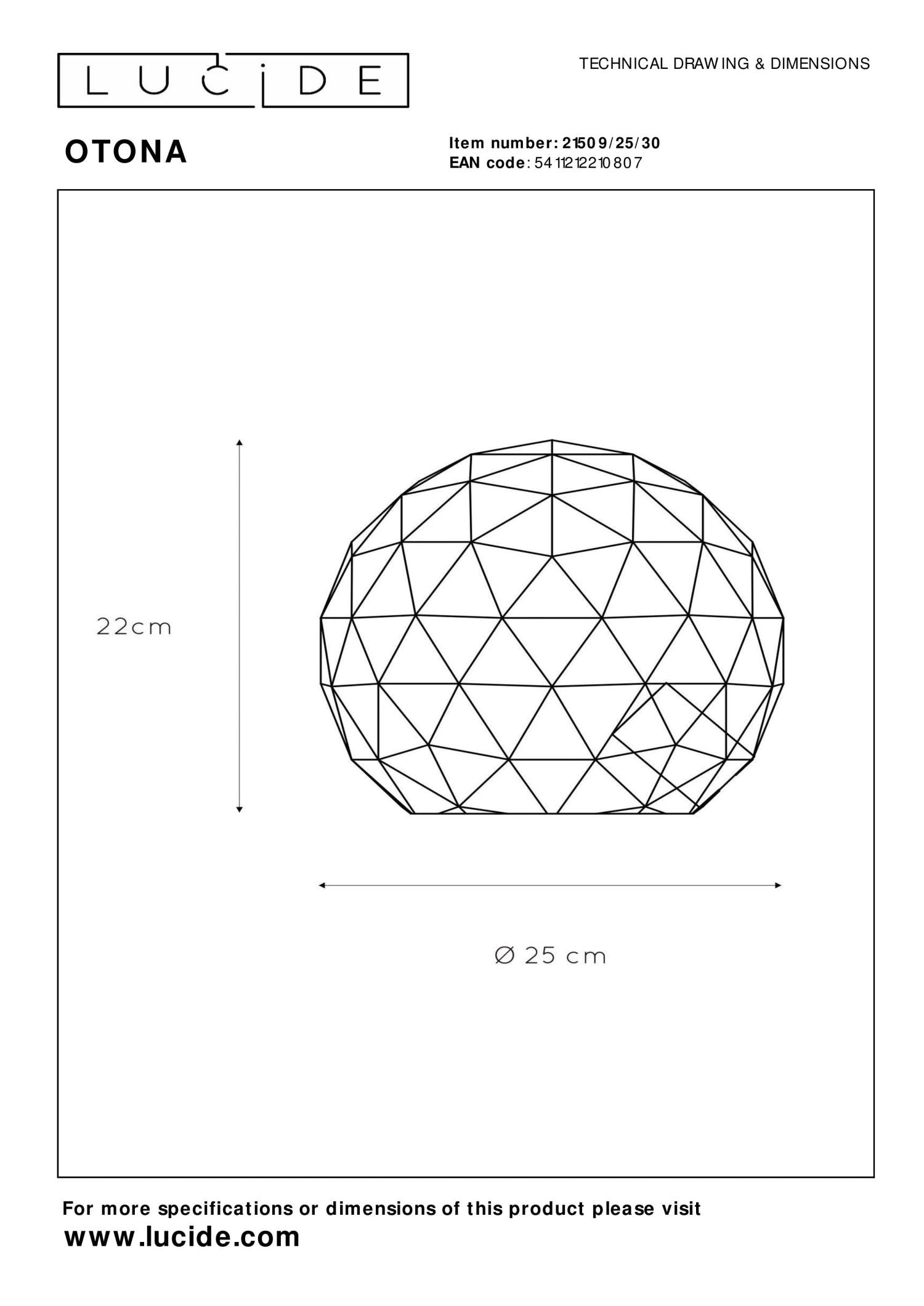 OTONA - Tafellamp - Ø 25 cm - 1xE27 - Zwart