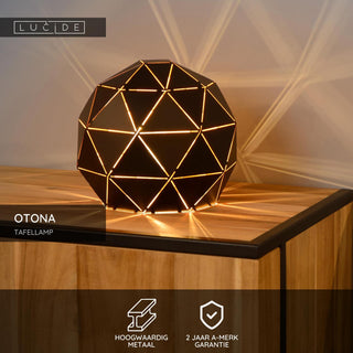 OTONA - Tafellamp - Ø 25 cm - 1xE27 - Zwart