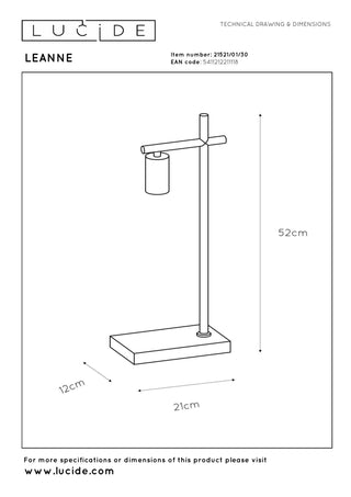 LEANNE - Lampe de table - 1xE27 - Noir