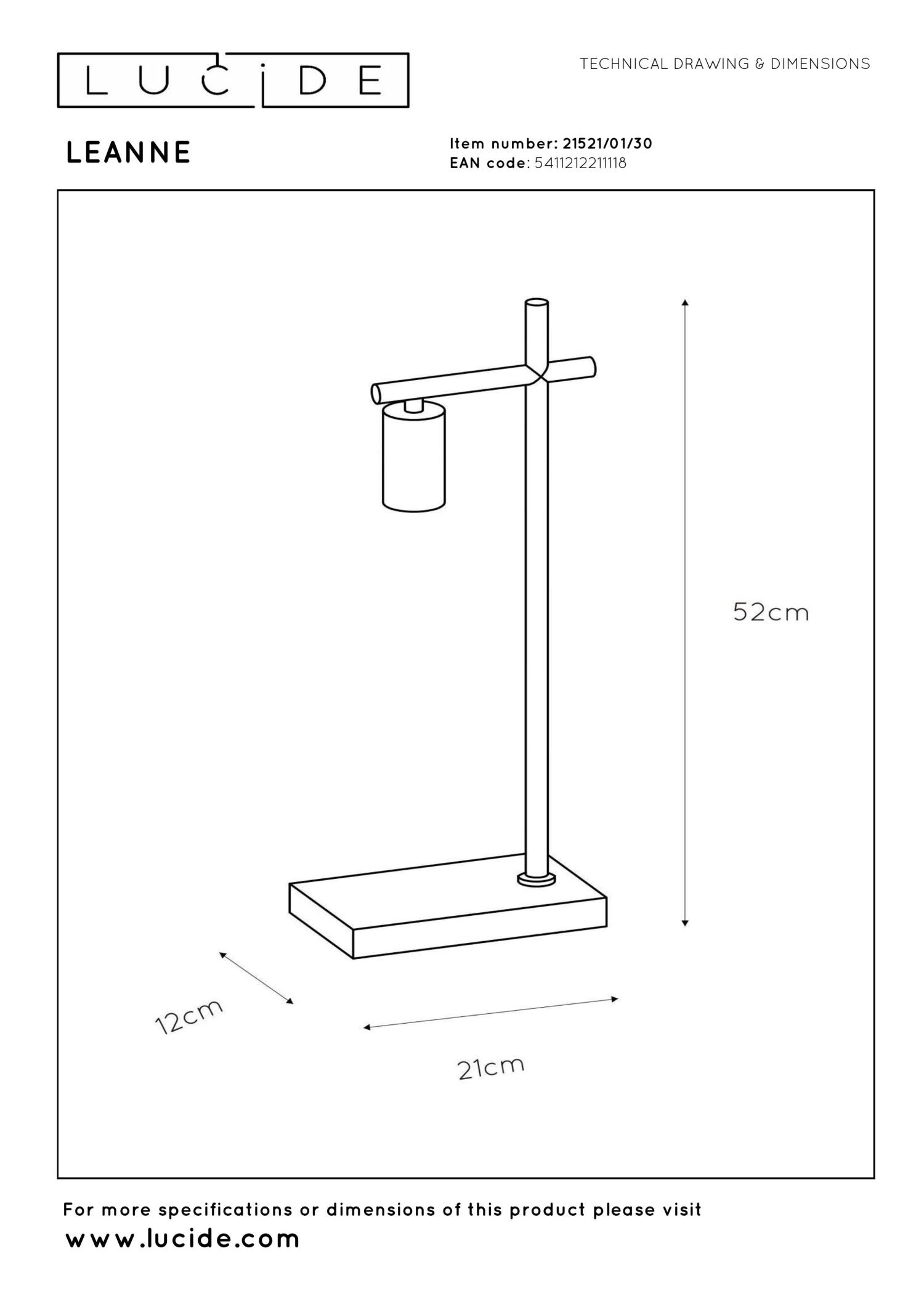 LEANNE - Lampe de table - 1xE27 - Noir