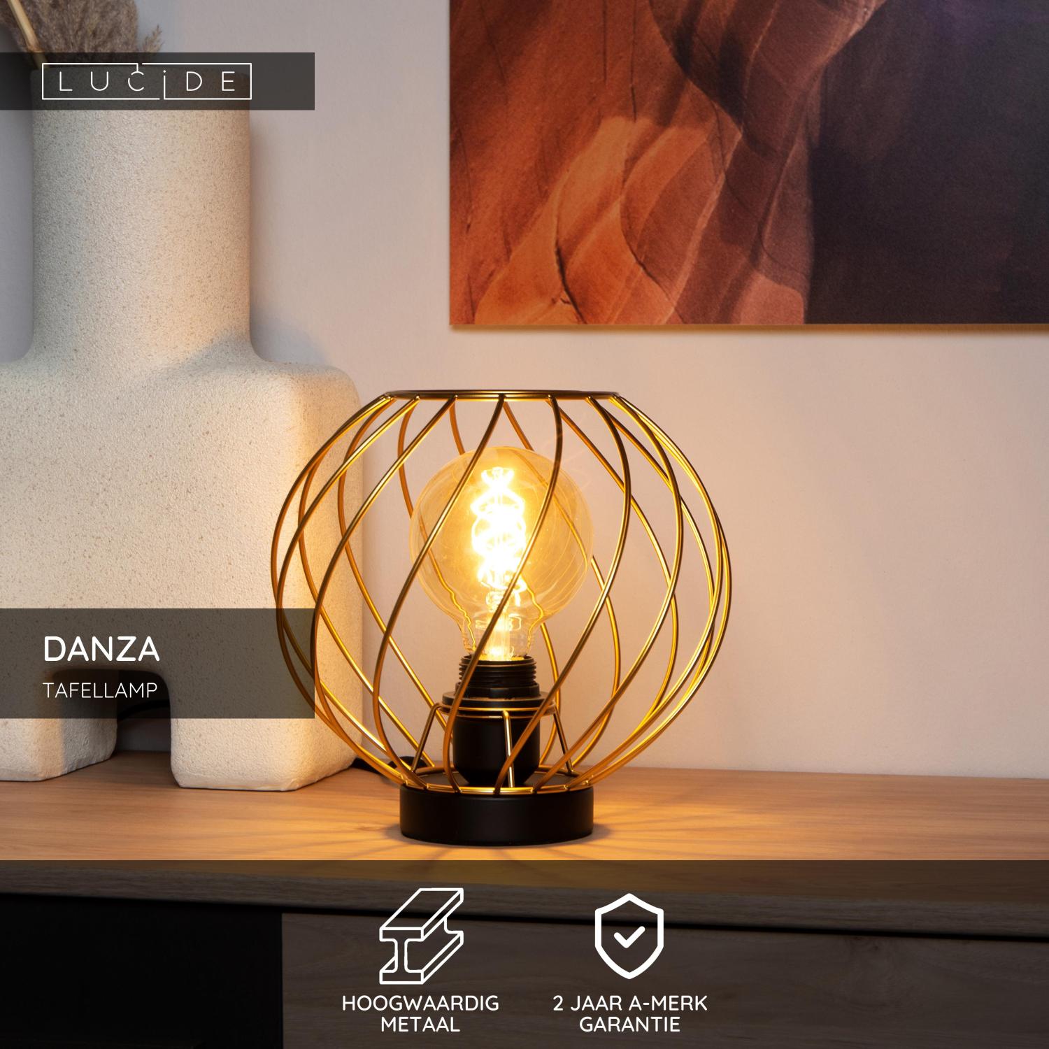 DANZA - Lampe de table - Ø 25 cm - 1xE27 - Or mat / Laiton