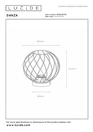 DANZA - Lampe de table - Ø 25 cm - 1xE27 - Noir