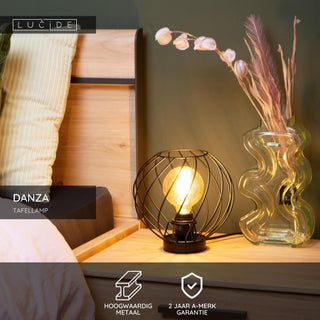DANZA - Lampe de table - Ø 25 cm - 1xE27 - Noir
