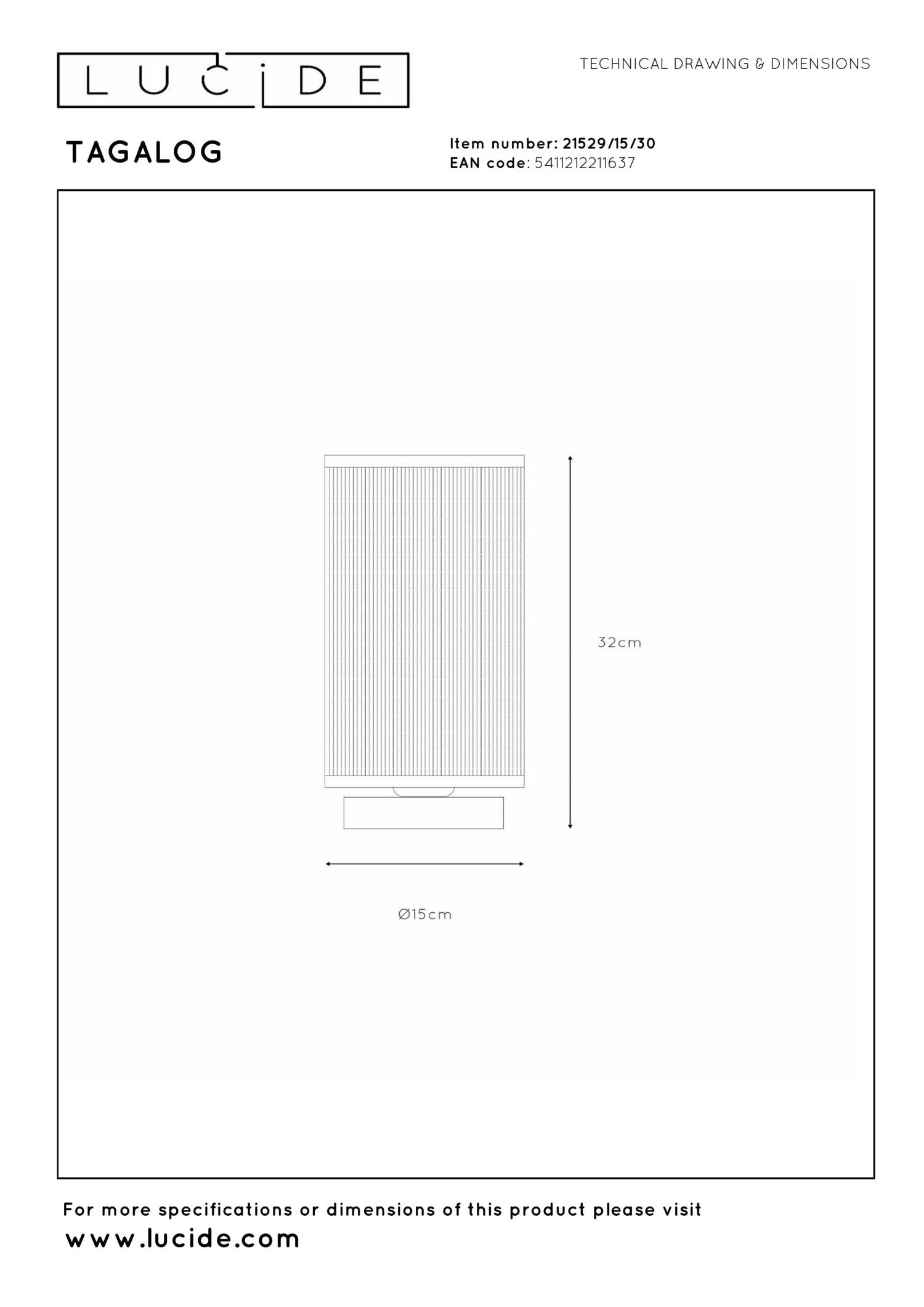 TAGALOG - Tafellamp - Ø 15 cm - 1xE27 - Zwart