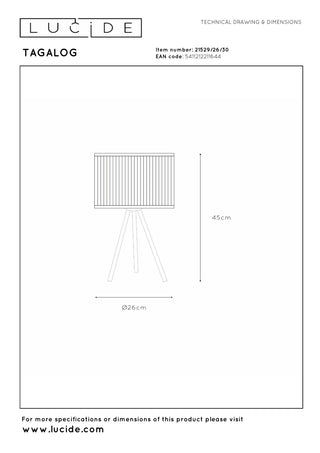 TAGALOG - Tafellamp - Ø 26 cm - 1xE27 - Zwart