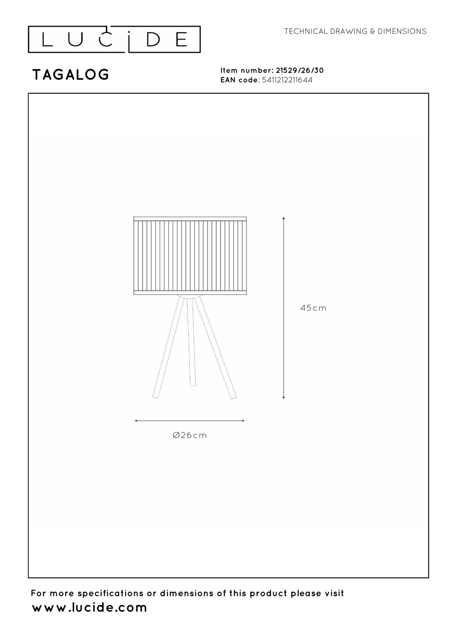 TAGALOG - Tafellamp - Ø 26 cm - 1xE27 - Zwart