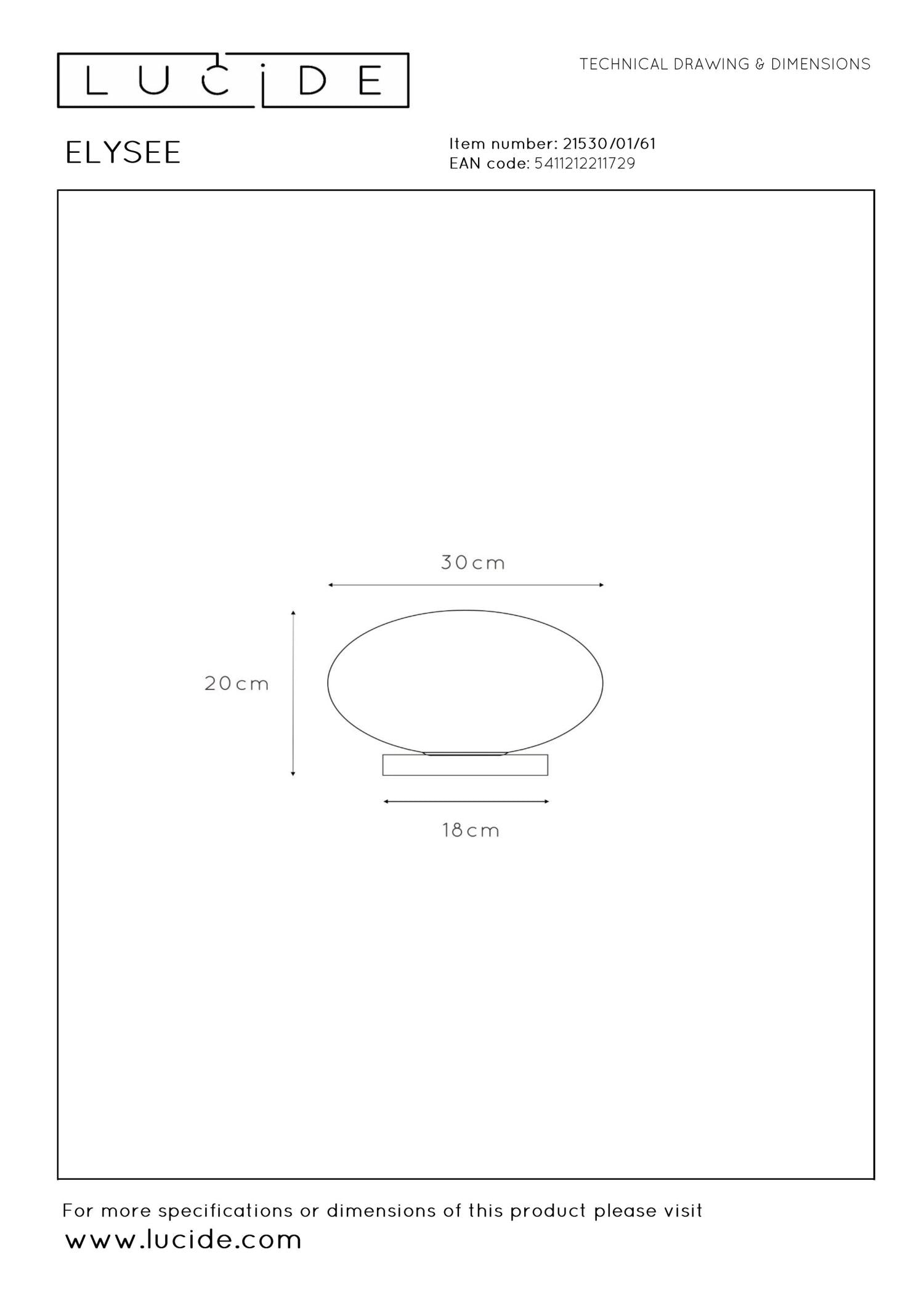 ELYSEE - Lampe de table - Ø 30 cm - 1xE27 - Opale